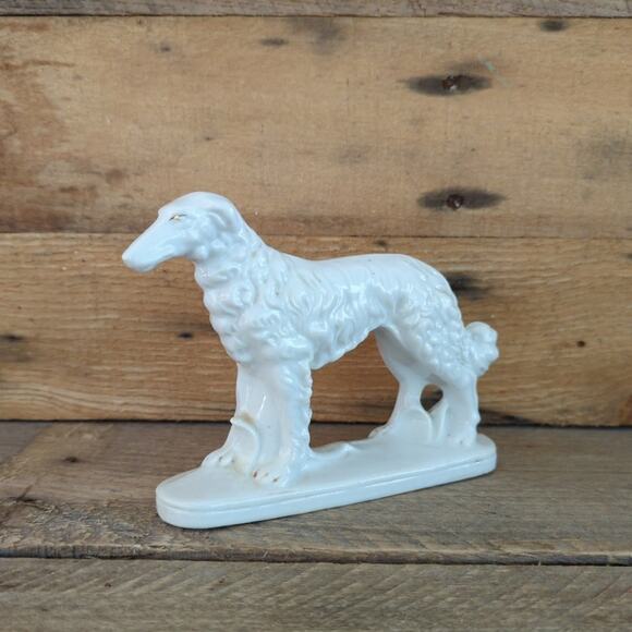 Vintage 1930s Porcelain Russian Wolfhound Borzoi Figure Made in Japan - Picture 1 of 10